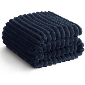 Navy Blue Throw Blanket 300GSM Soft Cozy Fleece Couch Dorm Bed 50x60 Lightweight